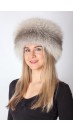 Grey fox fur hat